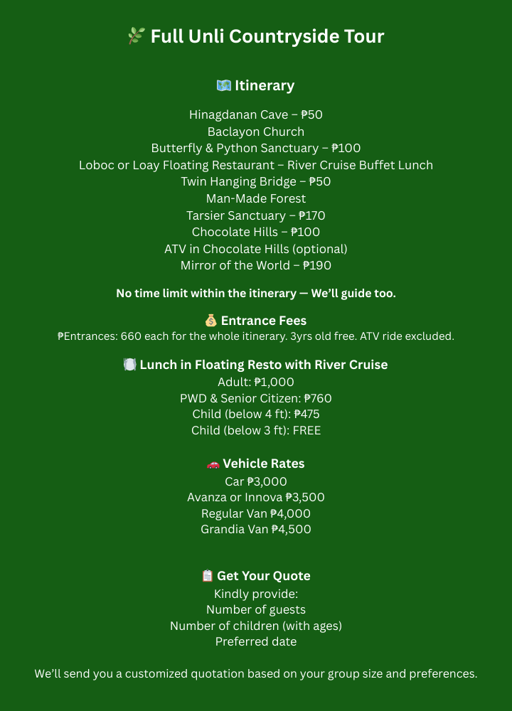 Unlimited Countryside Tour